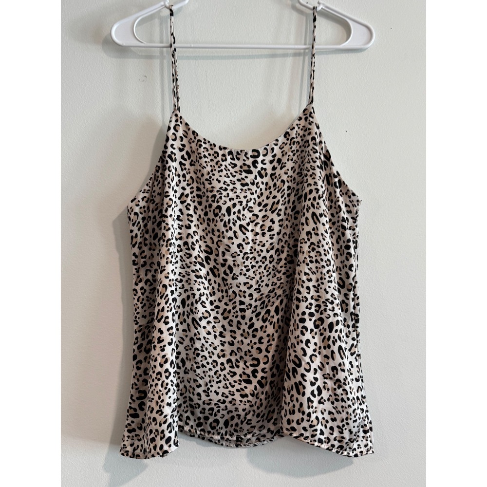 Altar'd State Leopard Print Camisole Women Size L Tan Black Satin Feel Tank